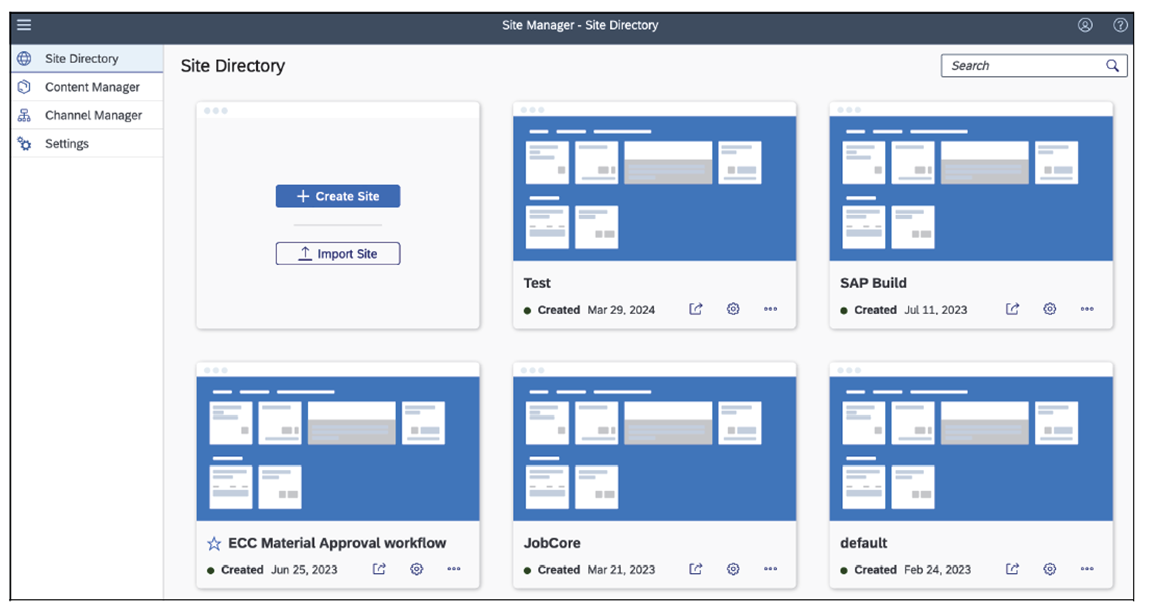 Site Directory in SAP Build Work Zone, Standard Edition