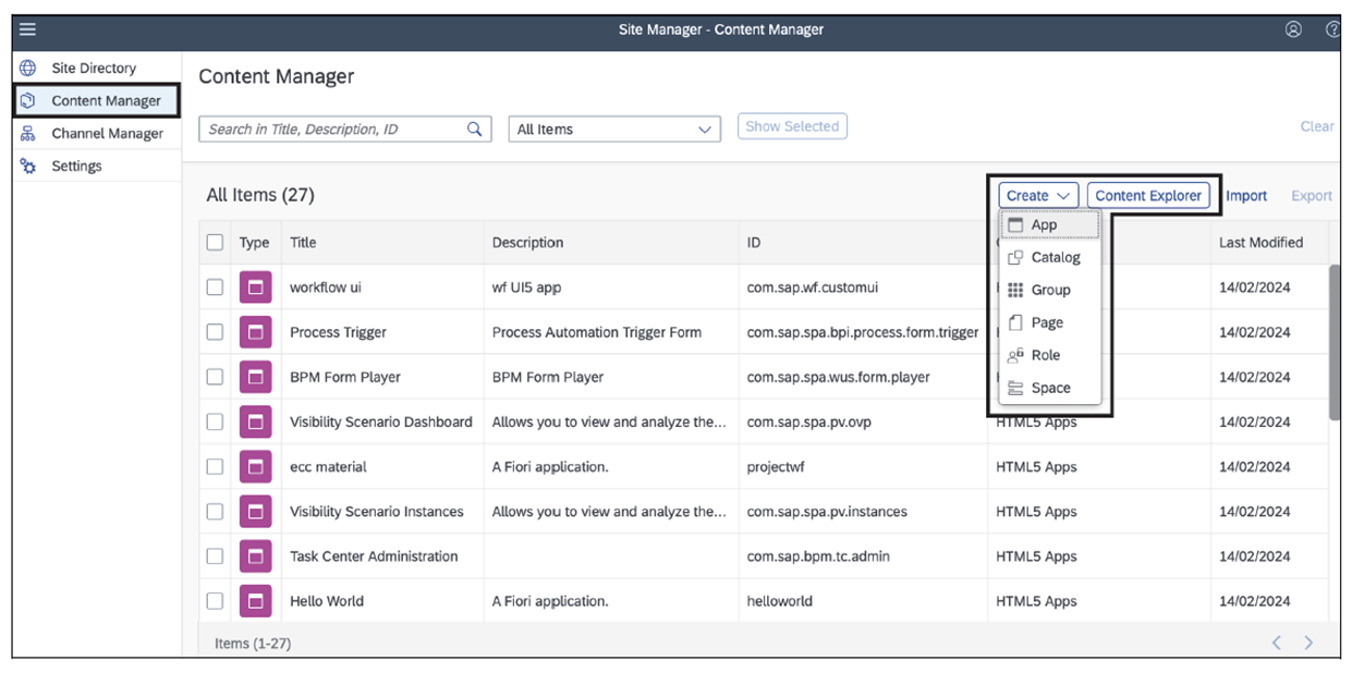 Manual Content Integration in SAP Build Work Zone, Standard Edition