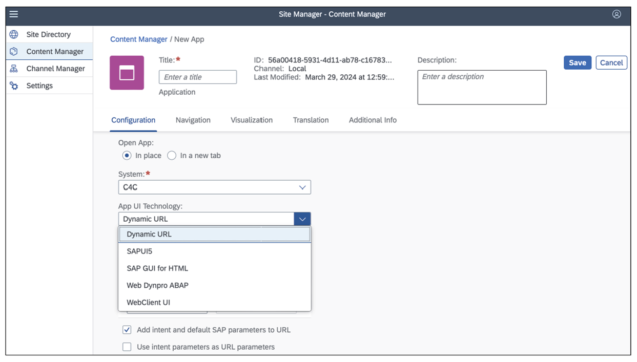 App Configuration in SAP Build Work Zone, Standard Edition