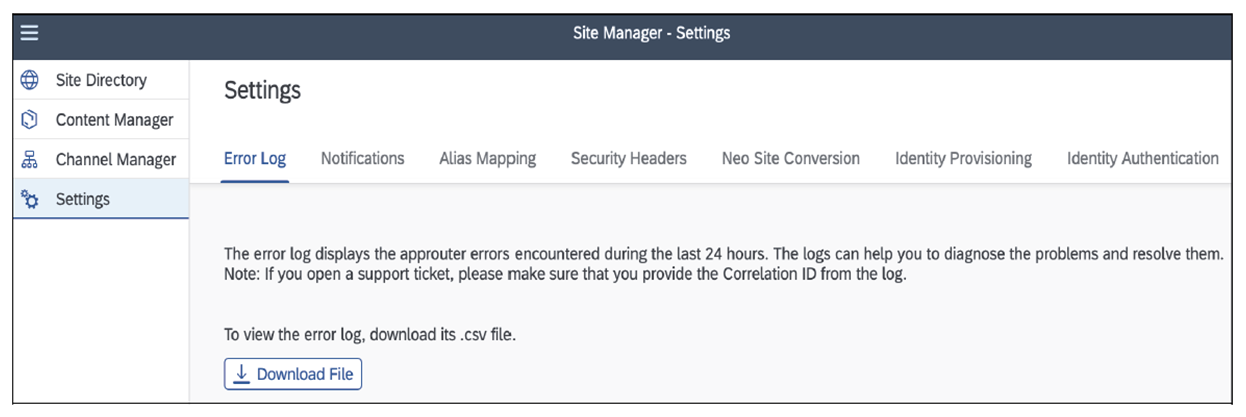 Settings in SAP Build Work Zone, Standard Edition