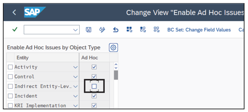 Configuración para mantener las entidades estándar en el alcance de las cuestiones ad hoc