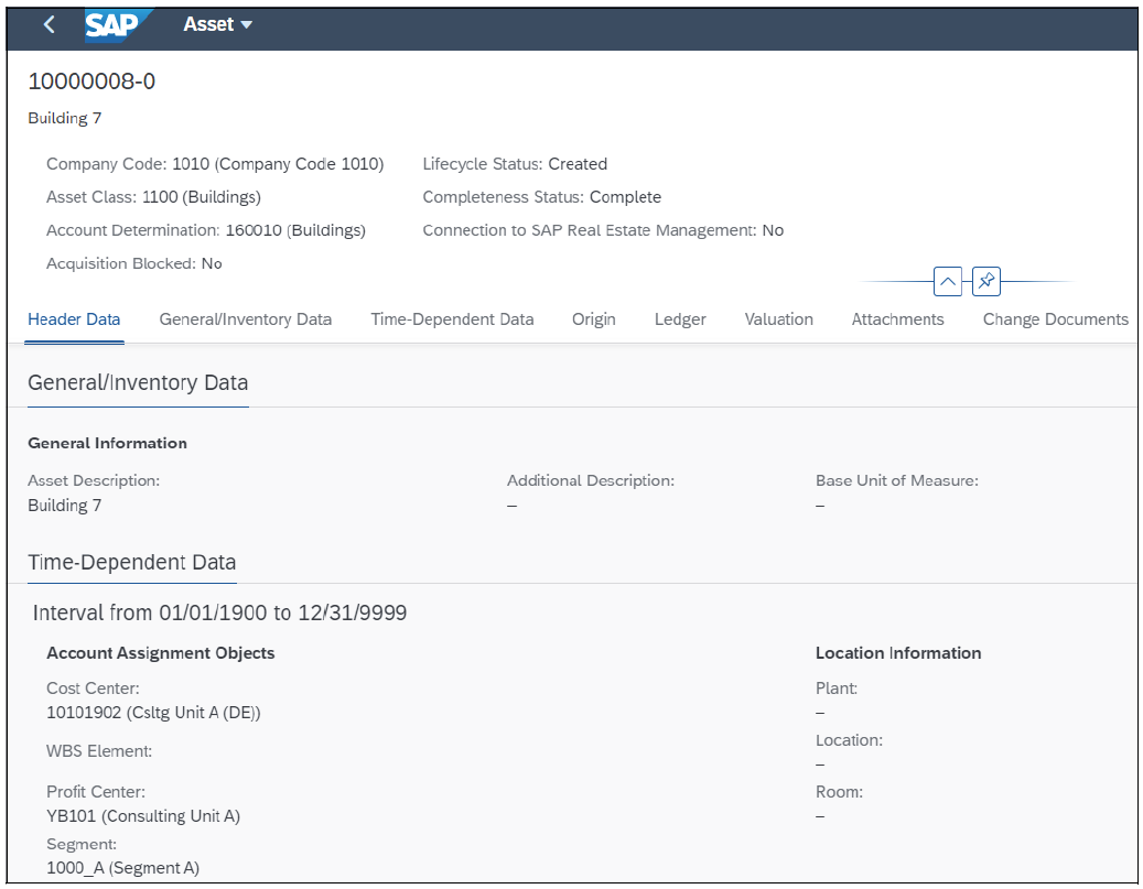 Cost Center Assignment in Asset Master
