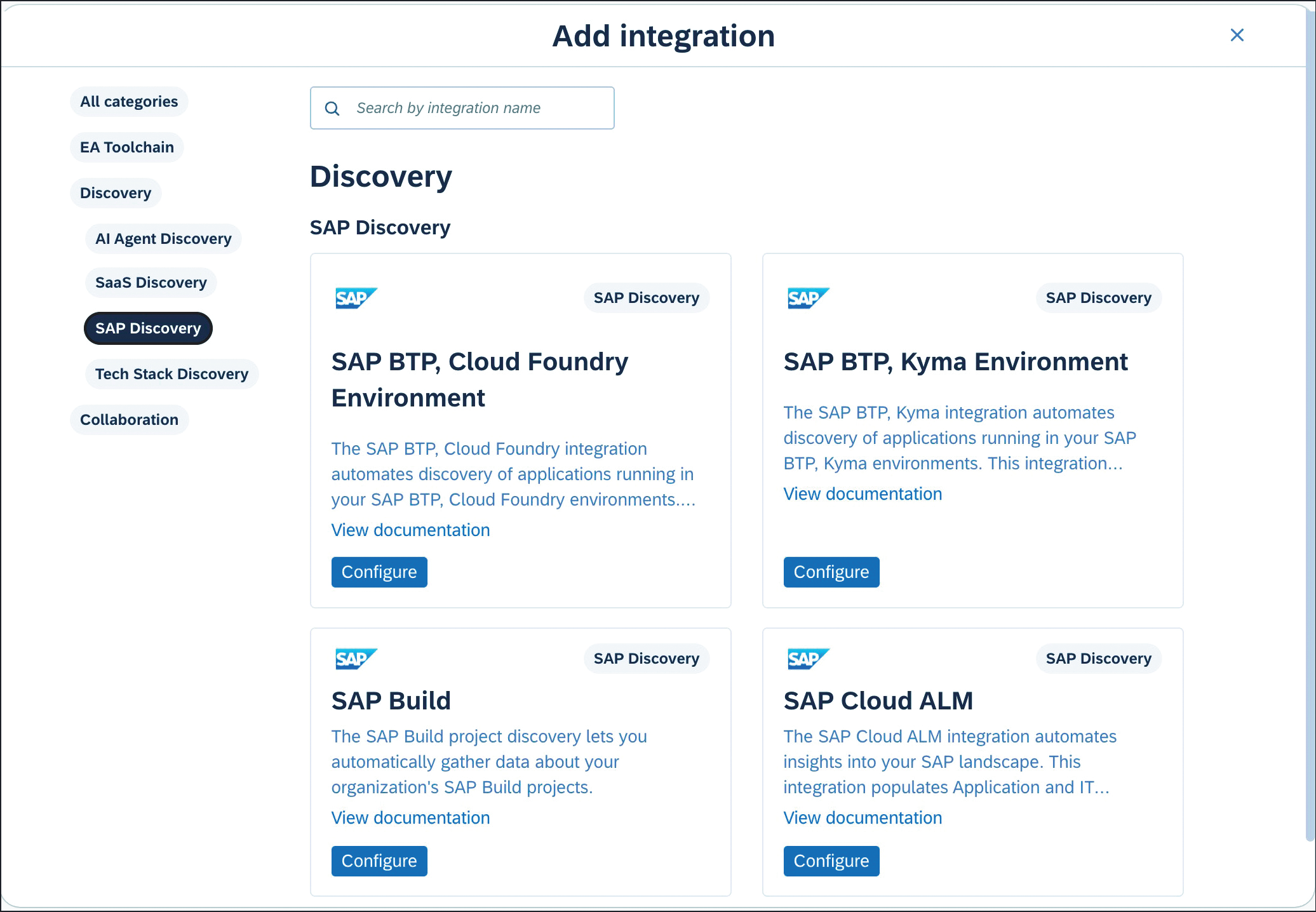SAP Discovery Integration Options