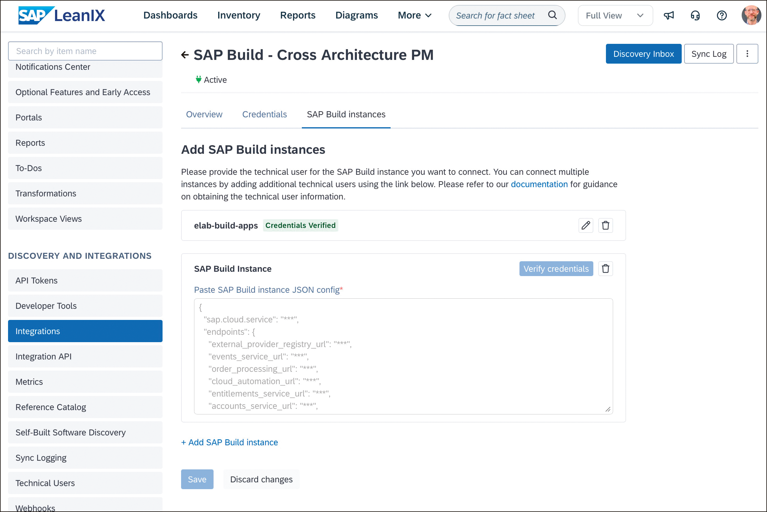 SAP Build Instance Service Key for SAP Build Integration