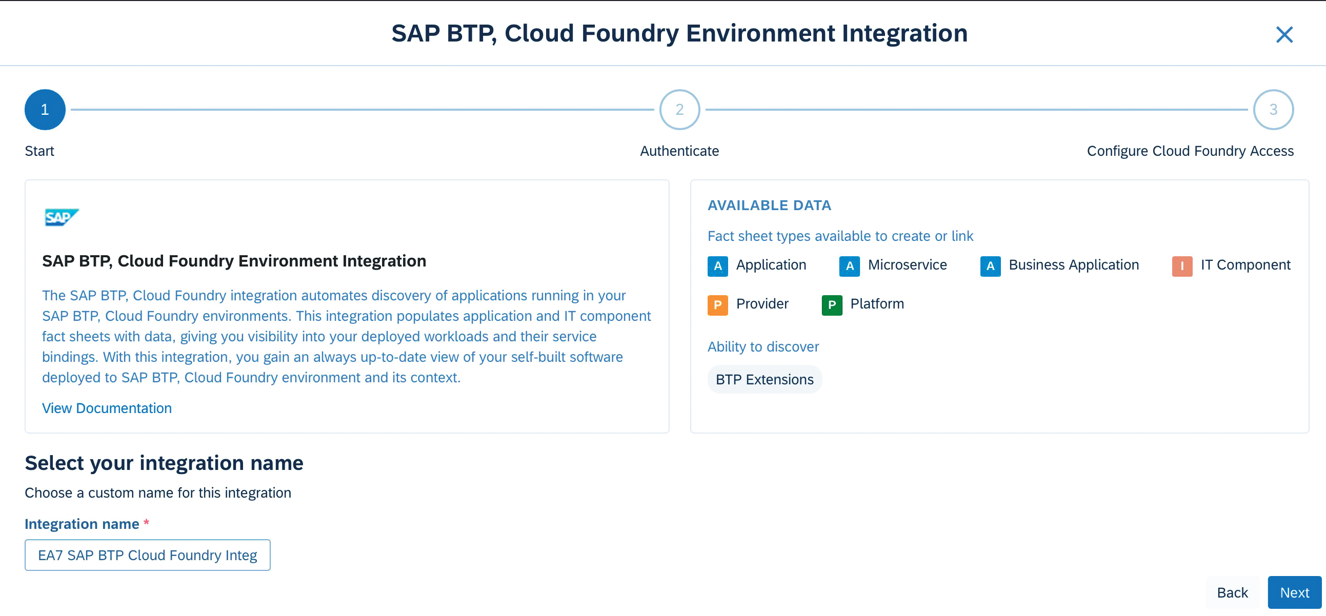 Definition of SAP BTP Cloud Foundry Environment Integration Name
