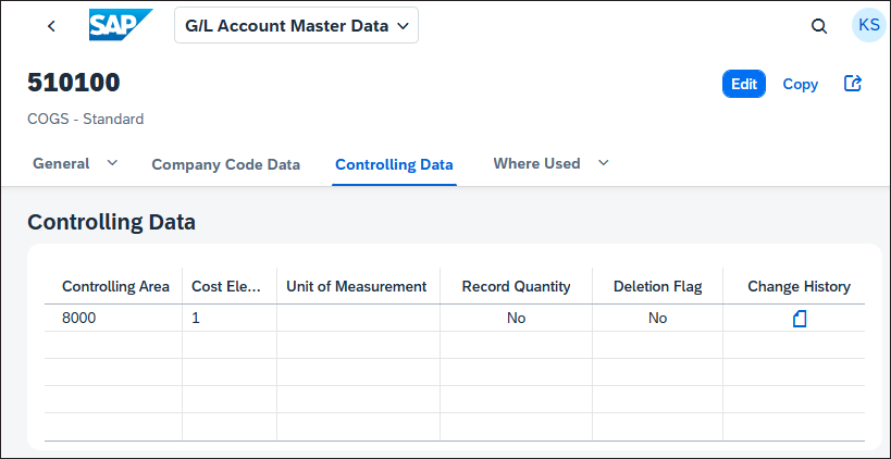 Create the G/L Account for the COGS Split