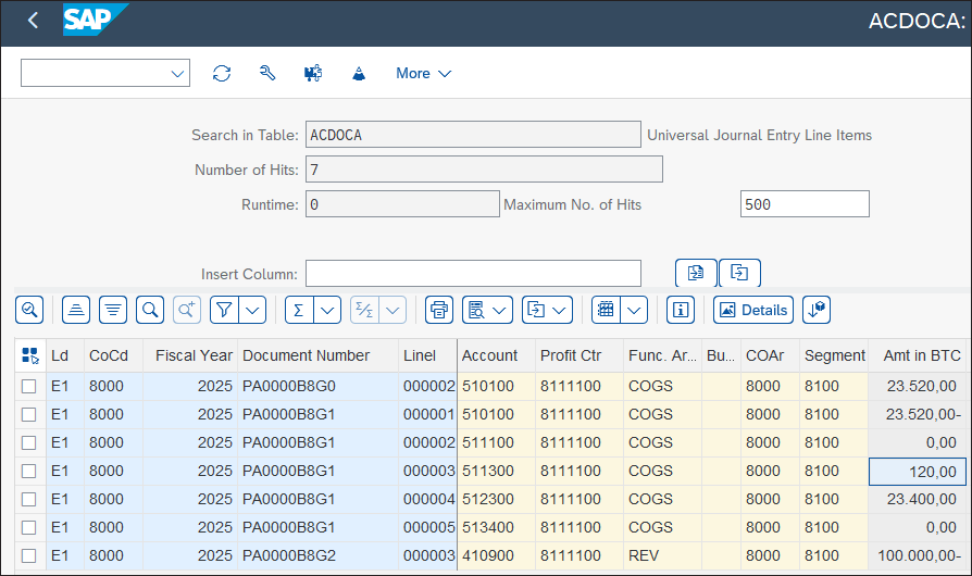 Review the COGS Split in the Predictive Journal Entry