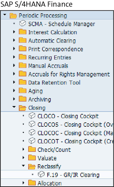 SAP S/4HANA Finance Periodic Processing Menu Path