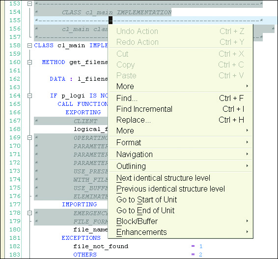 ABAP Editor Context Menu