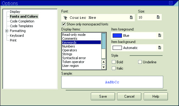 Customizing Highlighting for ABAP