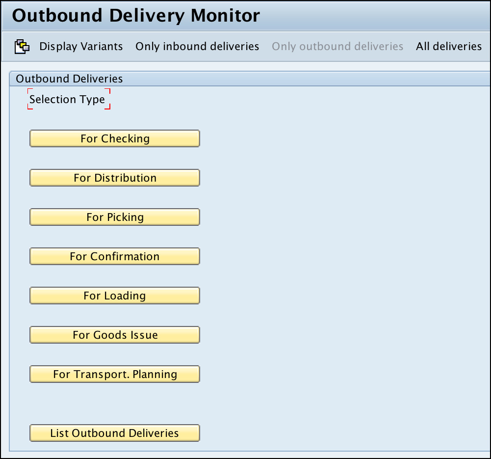 SAP SD Outbound Delivery Monitor