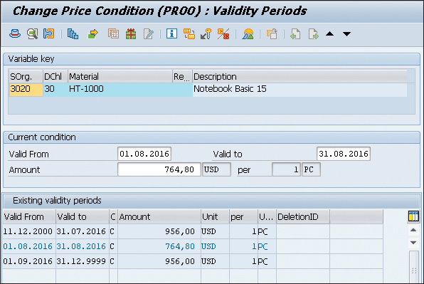 Changing Price Condition