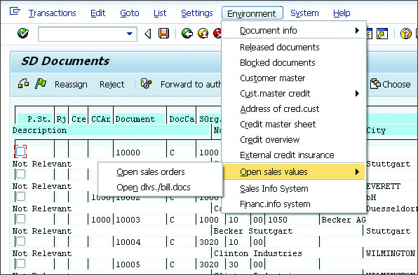 Open Sales Values SAP SD