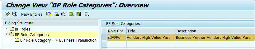 Change View "BP Role Categories": Overview