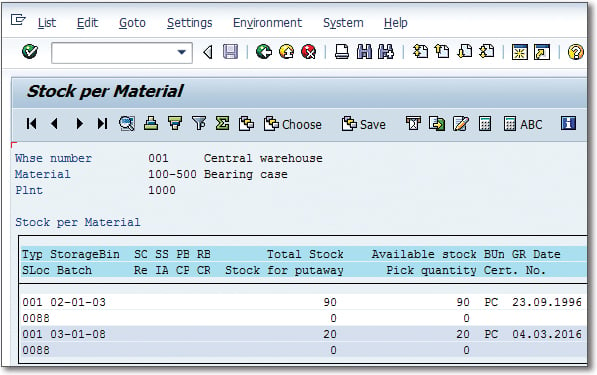 Stock Per Materials