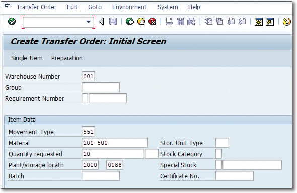 Create Transfer Order