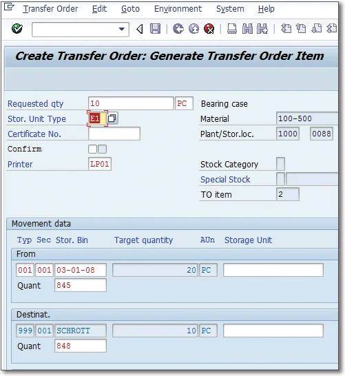 Create General Transfer Order