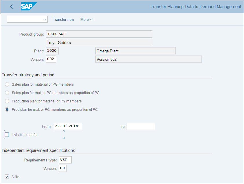 Transfer Planning Data to Demand Management