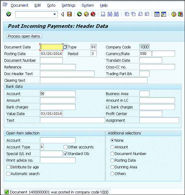 Post Incoming Payments SAP FI