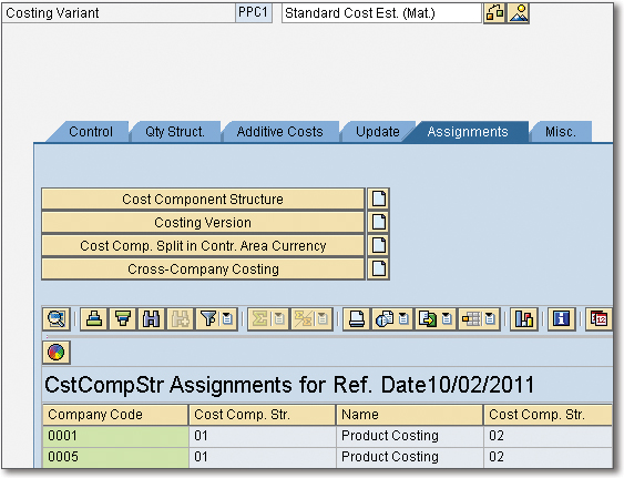 Cost Component Structure