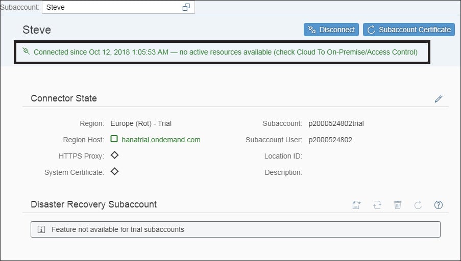 Successful Connection to SAP Cloud Platform